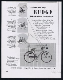 1950 rudge britain s lightweight bike bicycle ad time left