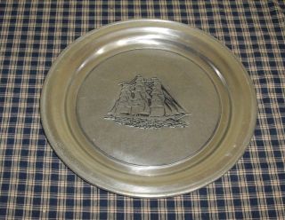 Vintage Wilton Armetale RWP Columbia, PA 11 Pewter Plate CLIPPER SHIP
