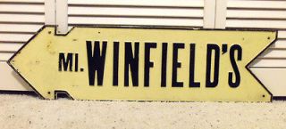 OLD VINTAGE Highway SIGN MILES TO WINFIELD Pointing Arrow Road