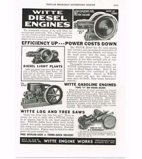 1936 Witte Diesel Engines Log Tree Saws Harrisburg PA Vintage Print Ad