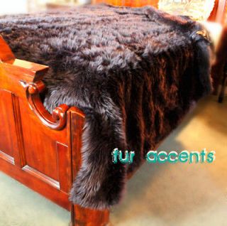 King Faux Fur Bedspread Comforter Throw Blanket Bear Pelt Rug Cabin 