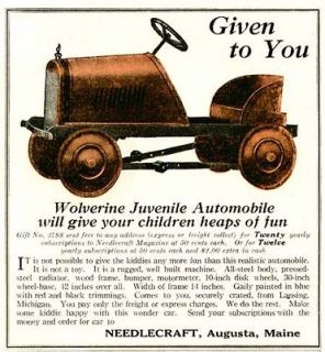 rare wolverine kid s peddle car in 1926 needlecraft ad