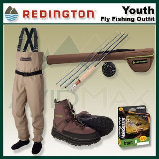 Redington Crosswater Fly Fishing Rod & Reel Youth Outfit 12 14 Waders 