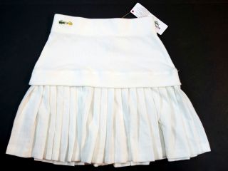 NEW Lacoste Malandrino Women Stretch Pleated Skirt Blanc White Mini 