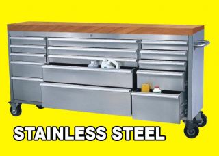   Professional Tool Storage Roll Cabinet S/Steel Oak Wood Work Bench