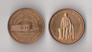 1982 masonic token coin george washington 1 1 2 time