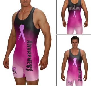wrestling singlet BREAST CANCER AWARENESS add your custom text to the 