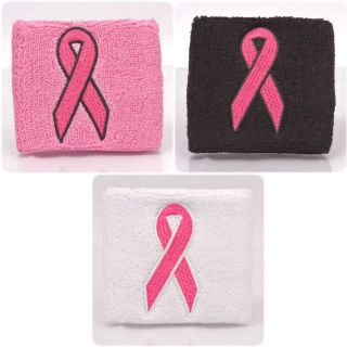   Cancer Pink Ribbon Sweatbands   Cotton October Awareness Wristbands