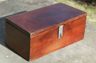 Antique 15 Long Red Oak Farmhouse Wooden Tool Document Box Home 
