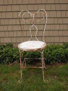OLD WROUGHT IRON SPECTACLE BACK PATIO CHAIR GARDEN FURNITURE 