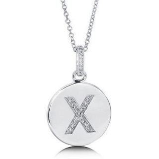   CUBIC ZIRCONIA STERLING SILVER INITIAL LETTER X PENDANT NECKLACE