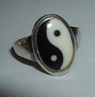 Vintage Beaded Ying Yang Poison Gold Sterling 925 Ring