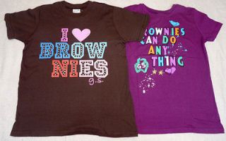 NEW Lot 2 Girl Scout Brownie Shirts Tops Large 14/16 or XL 18/20 Love 