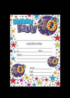   OF 20 40th BIRTHDAY PARTY INVITES INVITATIONS WITH ENVELOPES IN BLUE