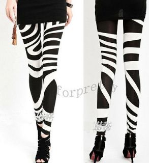 women black and white zebra leggings tights pants k488
