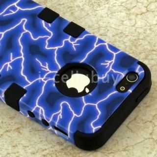   Lightning on Black 2 in 1 TUFF Hybrid Case Cover For Apple iPhone 5