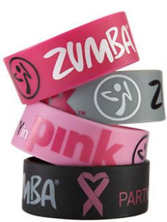 Zumba Fitness PARTY IN PINK WIDE BRACELETS Brand New Cancer Awareness 
