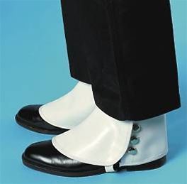 1920S ROARING 20S WHITE VINYL SPATS GANGSTER COSTUME SPATS W/ SNAP 