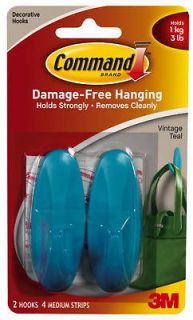 3m 8 pack command medium vintage teal designer hooks time