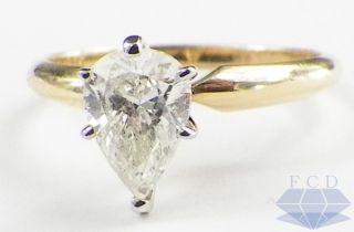 05 CT PEAR Diamond Solitaire Engagement Ring   14K Yellow Gold