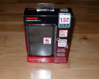 New Toshiba Canvio 3.0 1.5 TB,External,5400 RPM (HDTC615XK3B1) Hard 