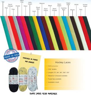 10 Seconds Paired Banded Waxed Hockey Laces 12 Colors