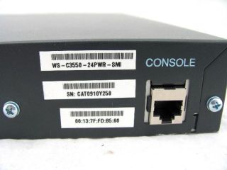 Cisco Catalyst 3550 Series 24 Port Ethernet Switch WS C3550 24PWR SMI