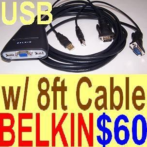 Belkin 2 Port USB KVM Switch w 8ft Cables PC Mac Linux