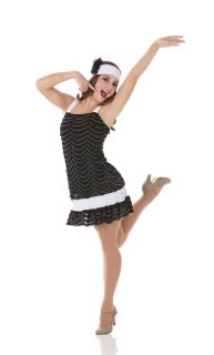 Teachers Roaring 20s Flapper Dress w Headband Halloween Dance Costume 