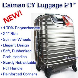 New Caiman 21 Upright Spinner Luggage Polycarbonate Rolling Bag Grey 