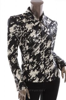 New 212 Collection Womens Print Front Zipper Collar Jacket Blazer 