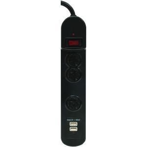 GE 14002 3 Outlet Surge Power Strip with 2 USB Charger ports