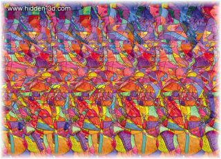 Mushroom Caves 18x13 Stereogram Poster Hidden 3D