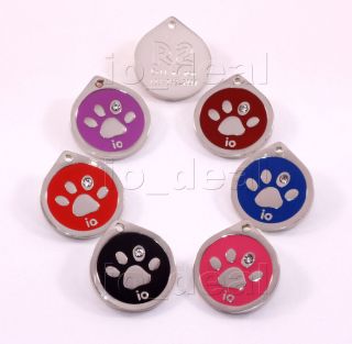 Raindrop Paw Crystal Pet ID Tag Diamond Engraved Dog Cat Personalized 