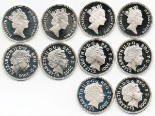 PROOF TEN PENCE COIN (10p) 1992 to 2007 NEW SIZE   ALL COINS ARE FROM 