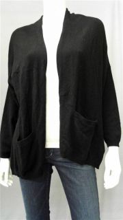 525 America Open Cardigan Misses M Sweater Black Solid Top Designer 