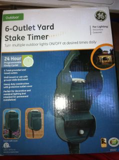 GE Outdoor 6 Outlet Yard Stake Timer 24 Hour Programmable Cycle
