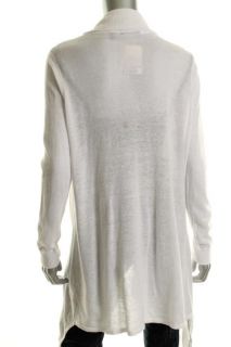 525 America White Long Sleeve Open Front Asymmetric Cardigan Sweater M 