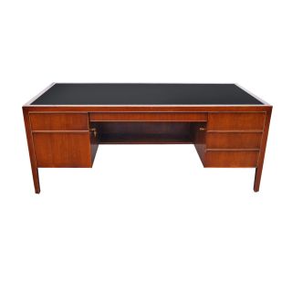 stow davis 6ft vintage stow davis leather wood desk 1 pencil drawer 4 