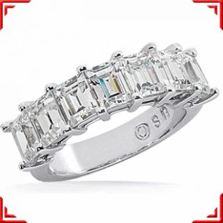 20 Carat 7 Emerald Cut Diamond Wedding Ring Platinum Anniversary 