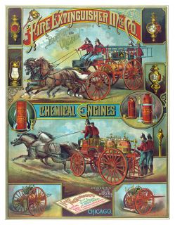 1800s Fire Extinguisher Mfg Co Antique Advertising Poster