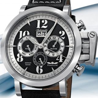 Perigaum P1115ASSSLE Mens Big Date Automatic Strap Watch