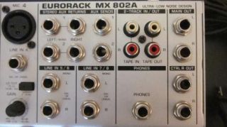 Behringer Eurorack MX 802A Mixing Console 8 Channel Input 2 Bus Stereo 
