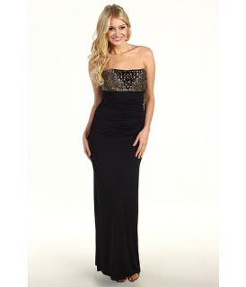 Laundry by Shelli Segal Strapless Side Shirred Gown With Beaded Bodice 