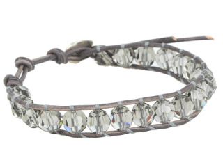 Chan Luu Crystal Black Diamond Single Bracelet On Natural Grey Leather 
