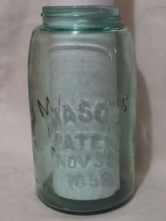 Vtg Antique Blue MASON Fruit Canning Quart Jar Patent Nov 30th 1858 CF 