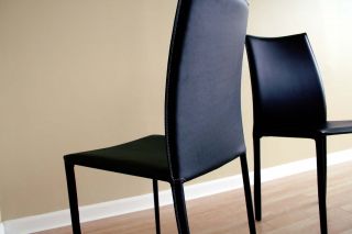 Set of Two Rockford Black Leather Kitchen Dining Chairs