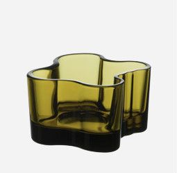  Two New Olive Green Candle Votives Alvar Aalto Kivi Collection