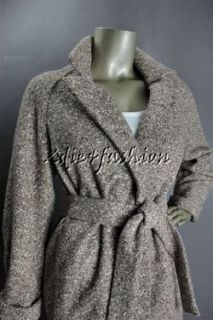 3990 New with Tags AKRIS Brown Off White Wool Angora Belt Coat Jacket 