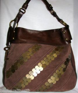 Fifty Four 54 Fossil Embellished Brown Whitney Bucket